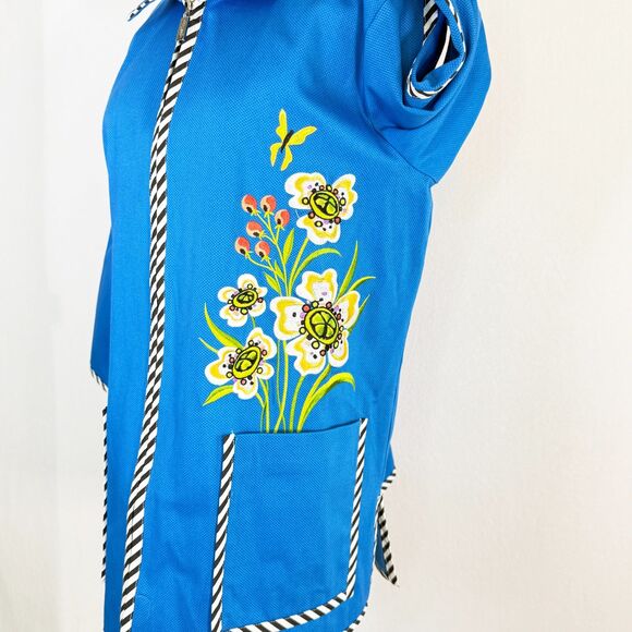 Bob Mackie | NWT | Wearable Art | Blue with Flower Bouquet in Pocket | Sz L - Picture 3 of 10